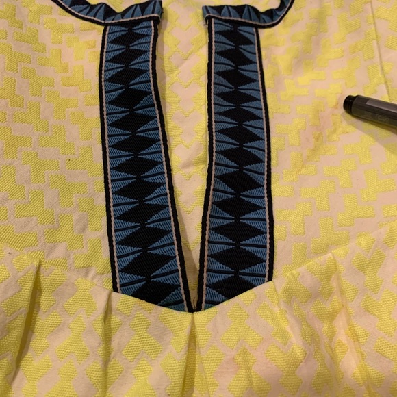 JCrew Yellow Blue Geo Arrow Print Neon Tunic - Picture 2 of 10
